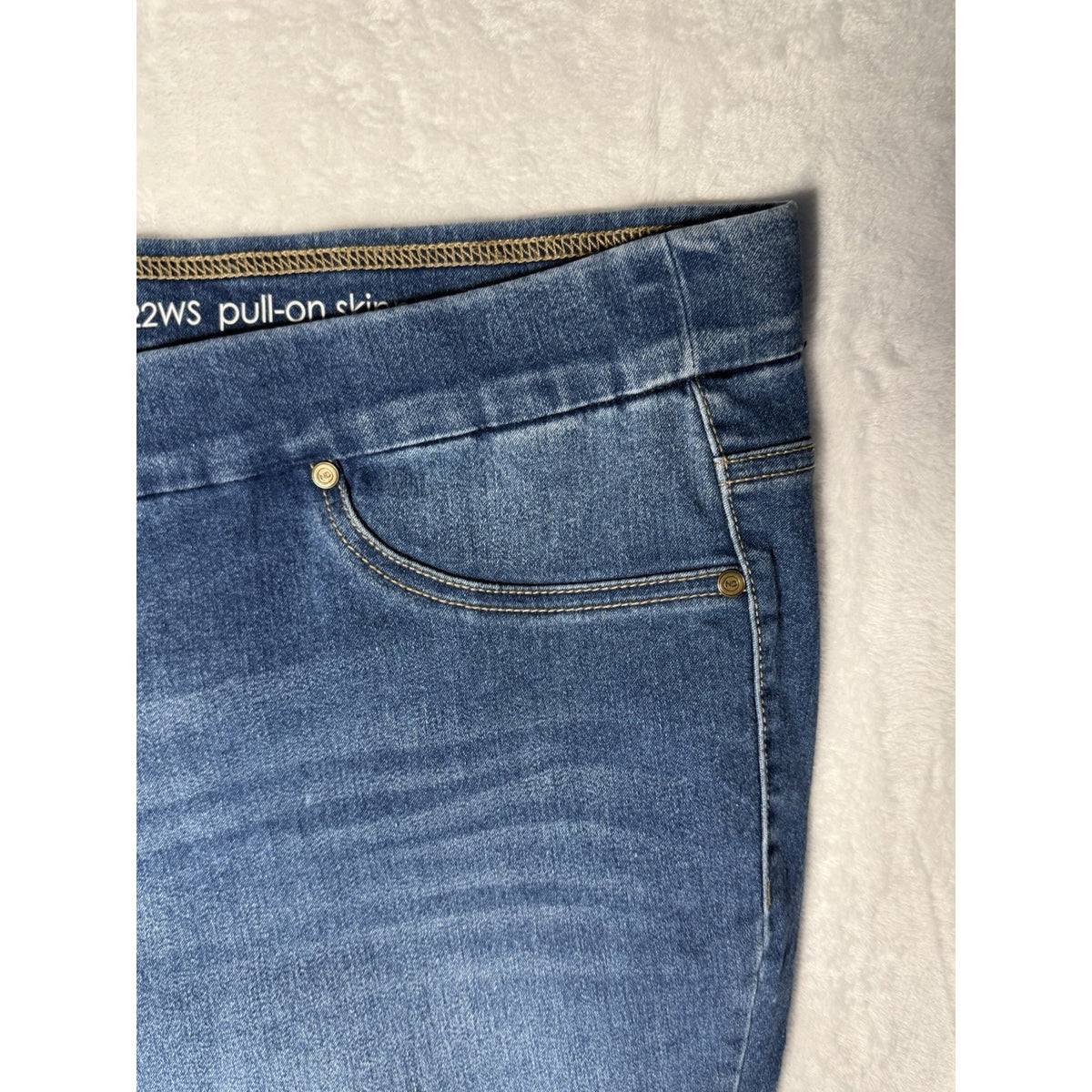 New Directions Curvy Women Plus Size Pull On Skinny Stretch Denim Jeans Blue