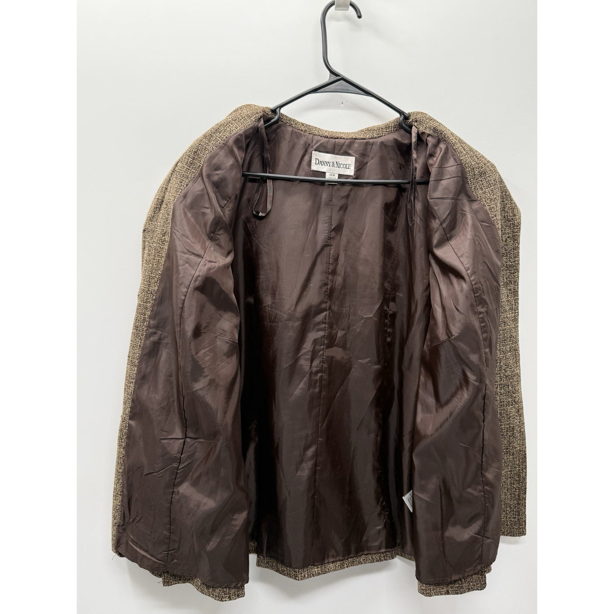 Danny & Nicole Blazer Women 16W Brown Tweed Pleated Plus Size Career Jacket