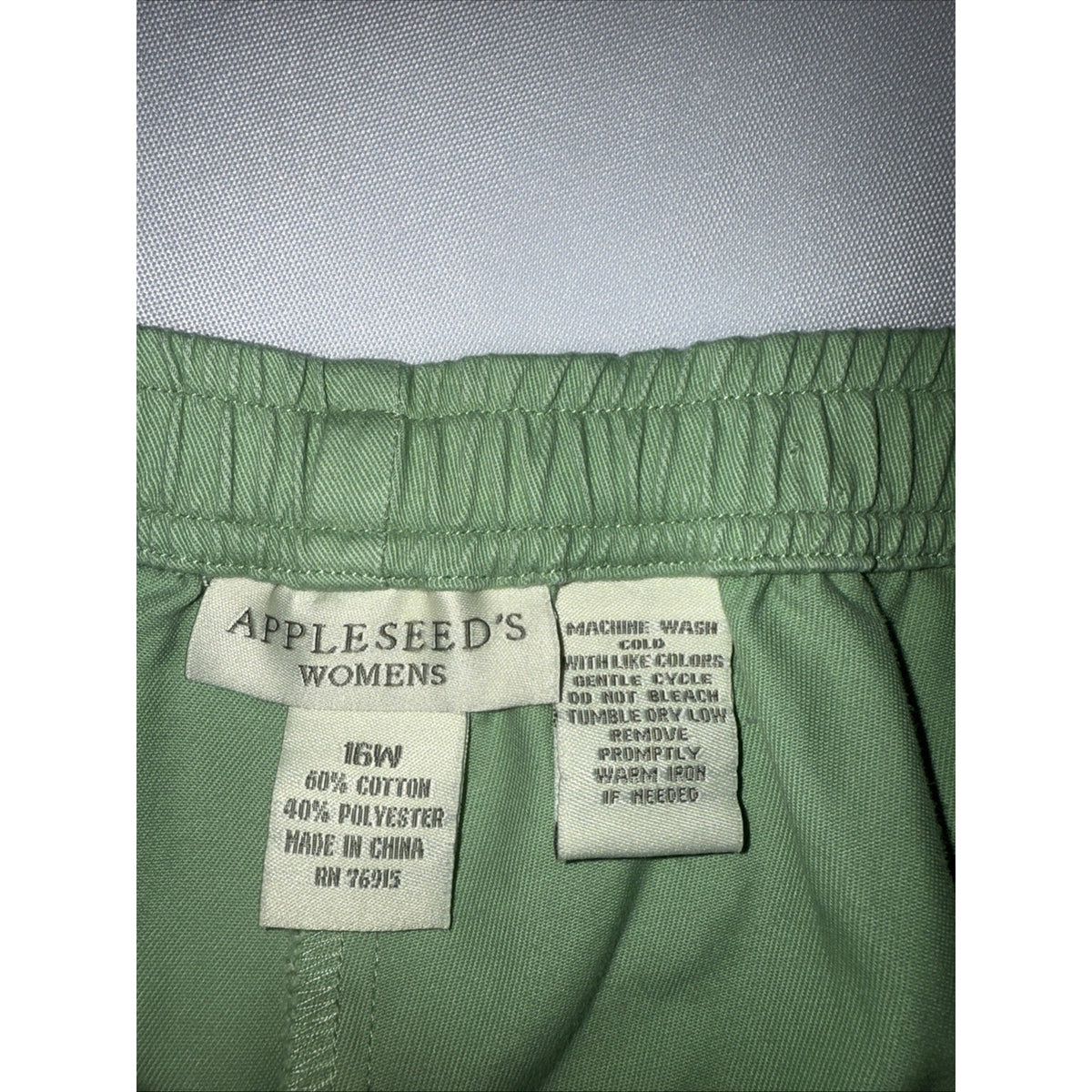Appleseeds Women’s pants green size 16 W elastic waist pull on Pocket Casual