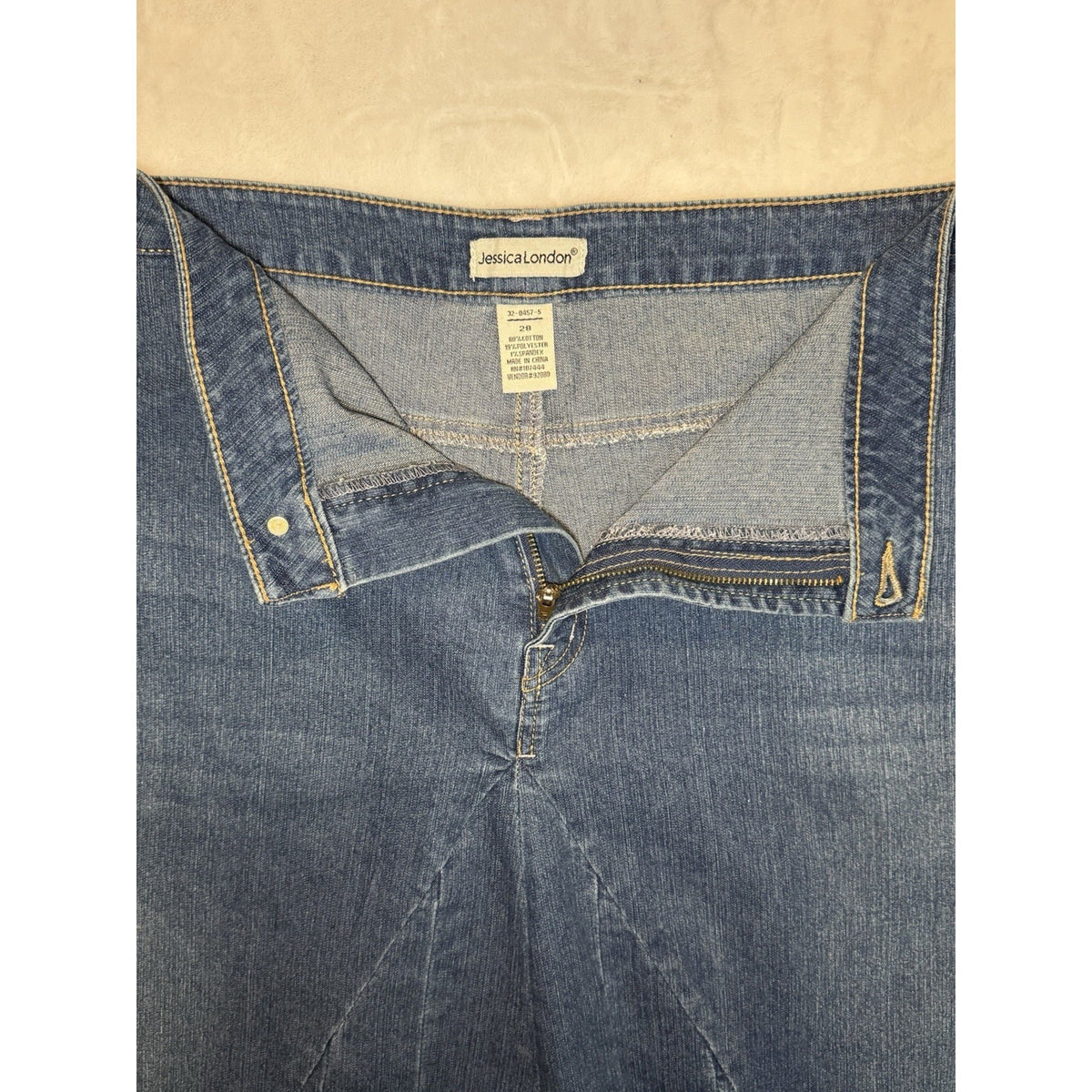 Jessica London Women Blue Jean Denim Skirt Size 28 Zip Button Front Cotton Blend