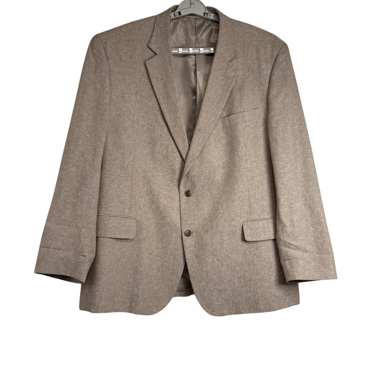 Stafford Linen Blend Sport Coat 50R Tan Classic Fit Blazer 2 Button Tailored