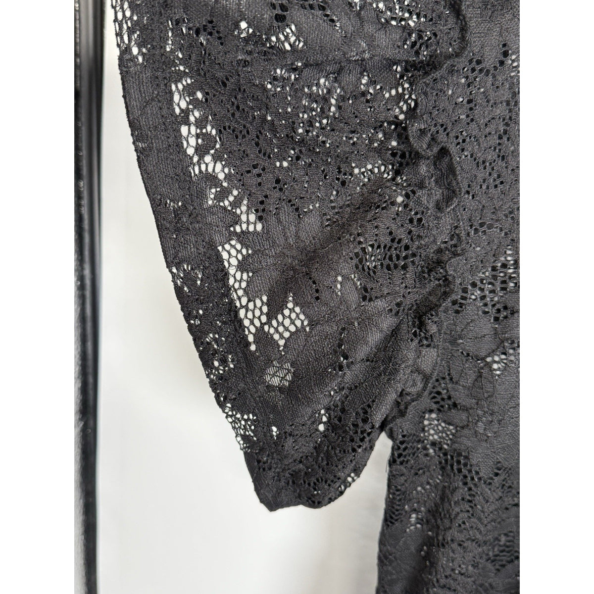 Terra & Sky Black Lace Peplum Top 0X Plus Flutter Sleeve Sheer Whimsigoth Fairy