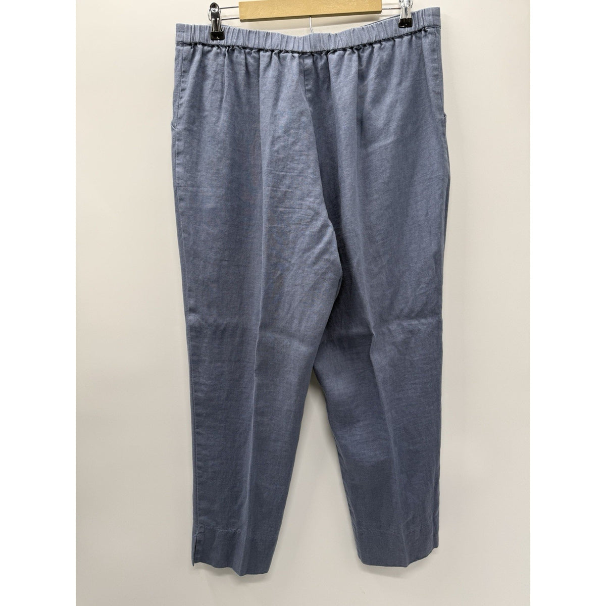 Peck & Peck Blue 100% Linen Straight Leg Pants Womens Lagenlook Coastal Size XL