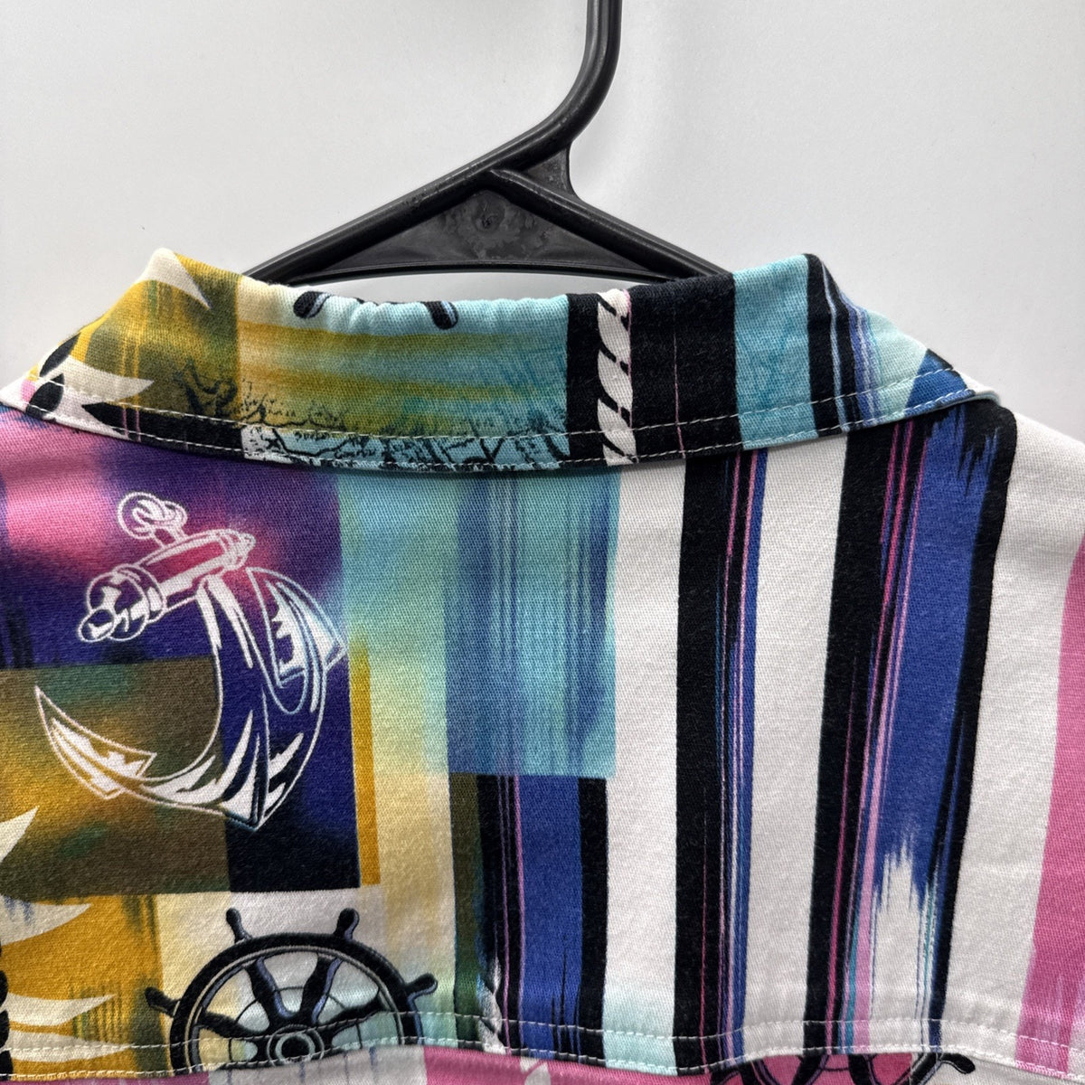 Kaktus Womens M Nautical Shirt Jacket Art To Wear Coastal Cruise Button Front