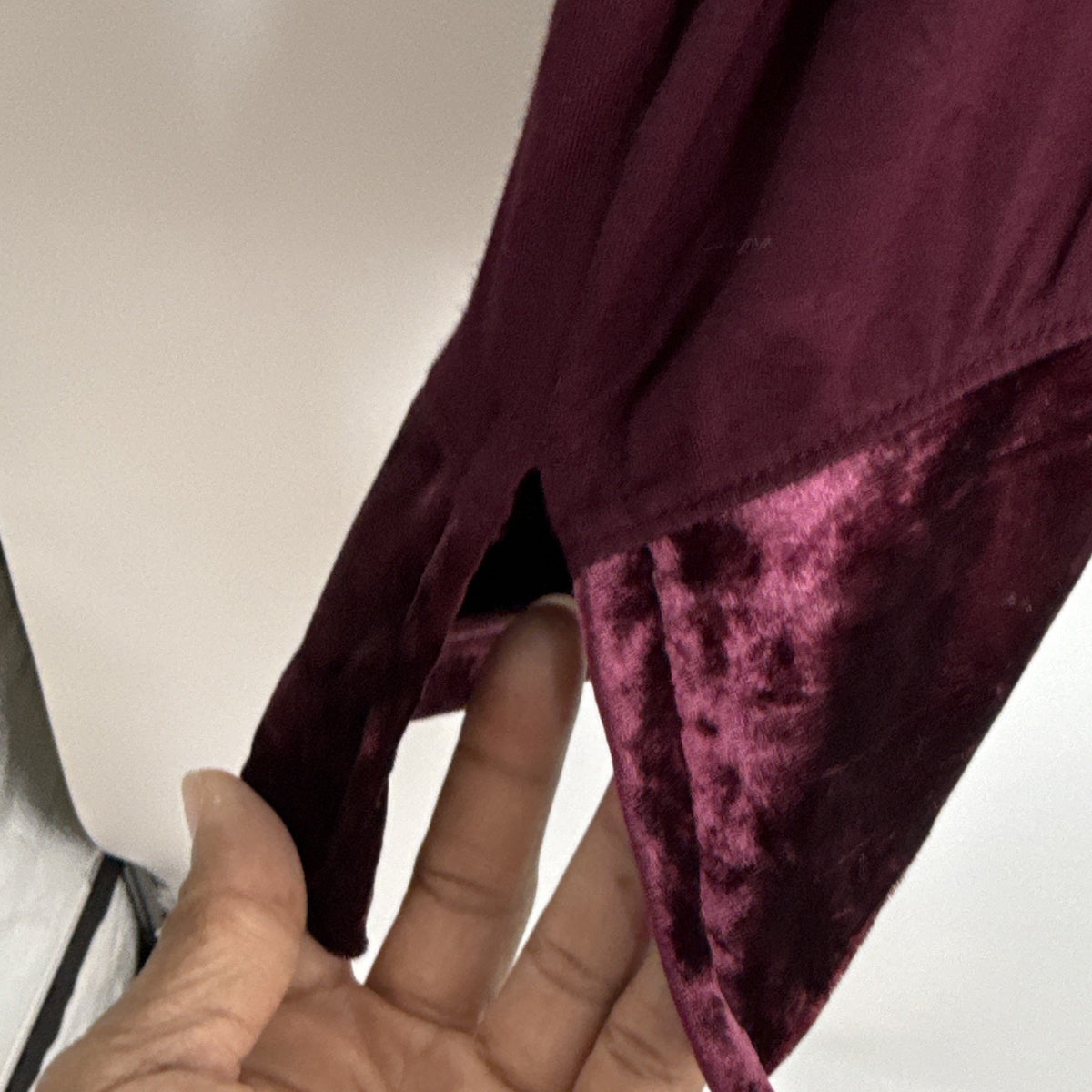 Cha Cha Vente Womens Plus Burgundy Scoop Neck Tunic 3/4 Sleeve Stretch Velvet