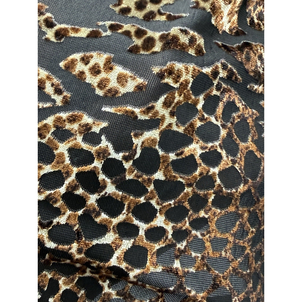 ROZ & Ali Animal Print Burnout Velvet Top Womens Large Sheer V Neck Blouse