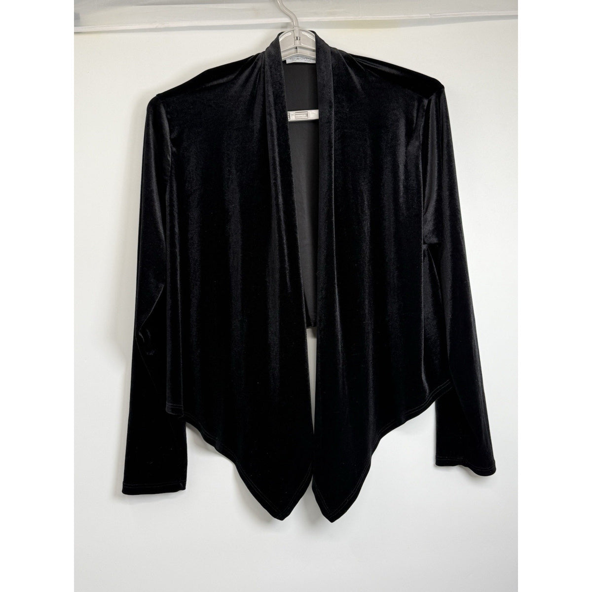 Carole Christian 2X Black Velvet Cardigan Open Front Draped Plus Size Jacket