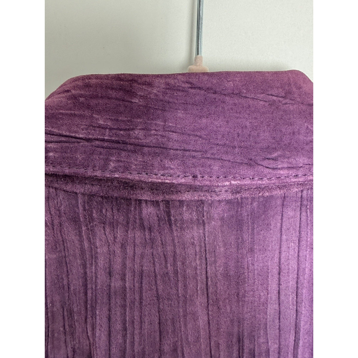 Women’s Small Coldwater Creek Vintage Purple Crinkle Suede Leather Jacket Y2K