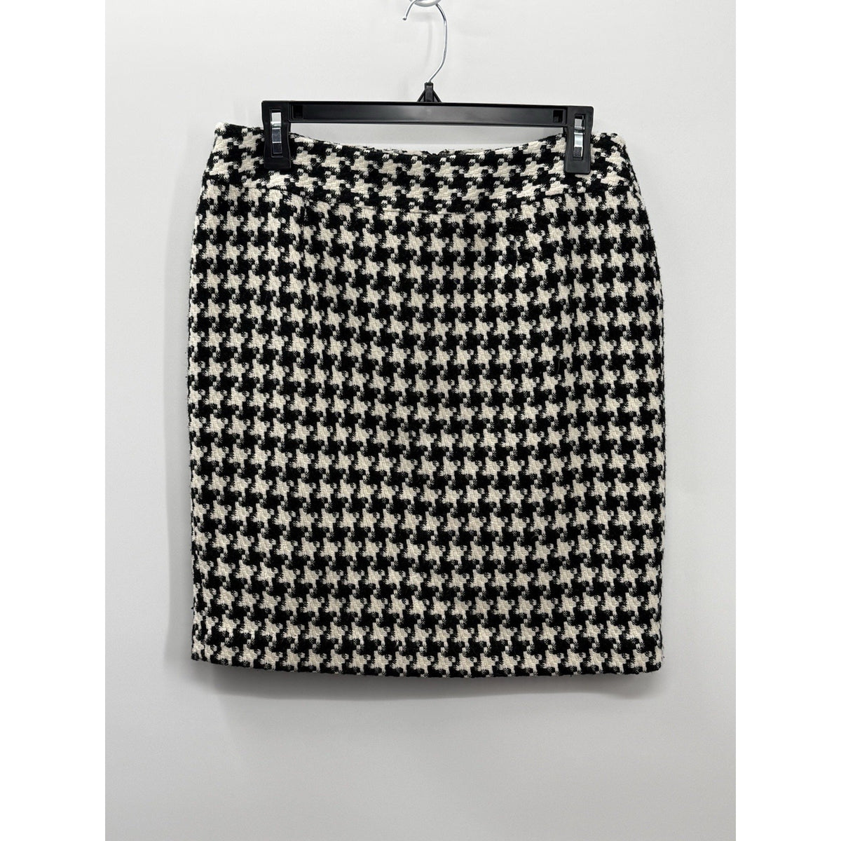Style & Co Black White Houndstooth Pencil Skirt Wool Blend Lined Classic Size 6