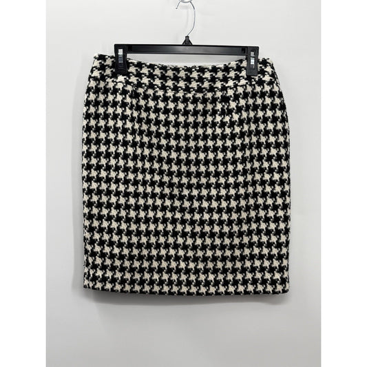 Style & Co Black White Houndstooth Pencil Skirt Wool Blend Lined Classic Size 6