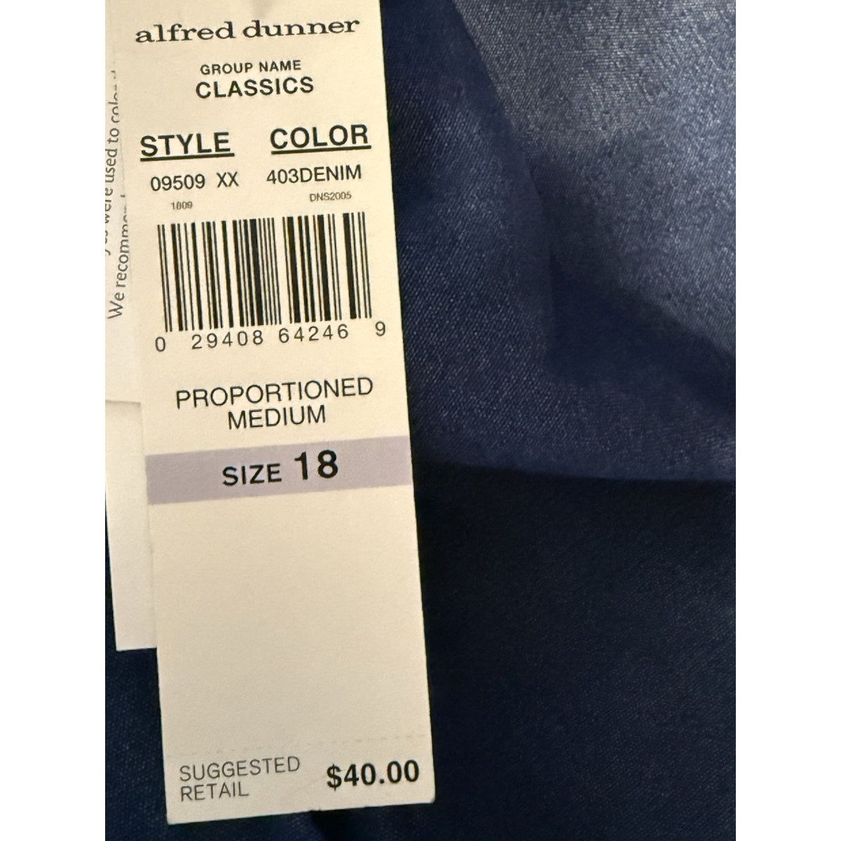 Alfred Dunner Womens Sz 18 Pull On Jeans NWT Elastic Waist Stretch Denim Pockets