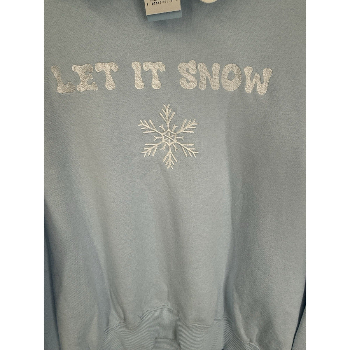Doe Let It Snow Sweatshirt Women’s Medium Blue Embroidered Peter Pan Collar ￼
