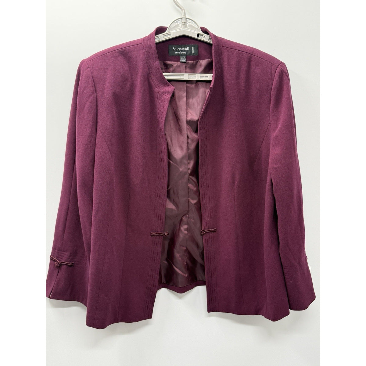Signature By Larry Levine 22W Merlot Open Front Blazer Jacket NWT Plus Size