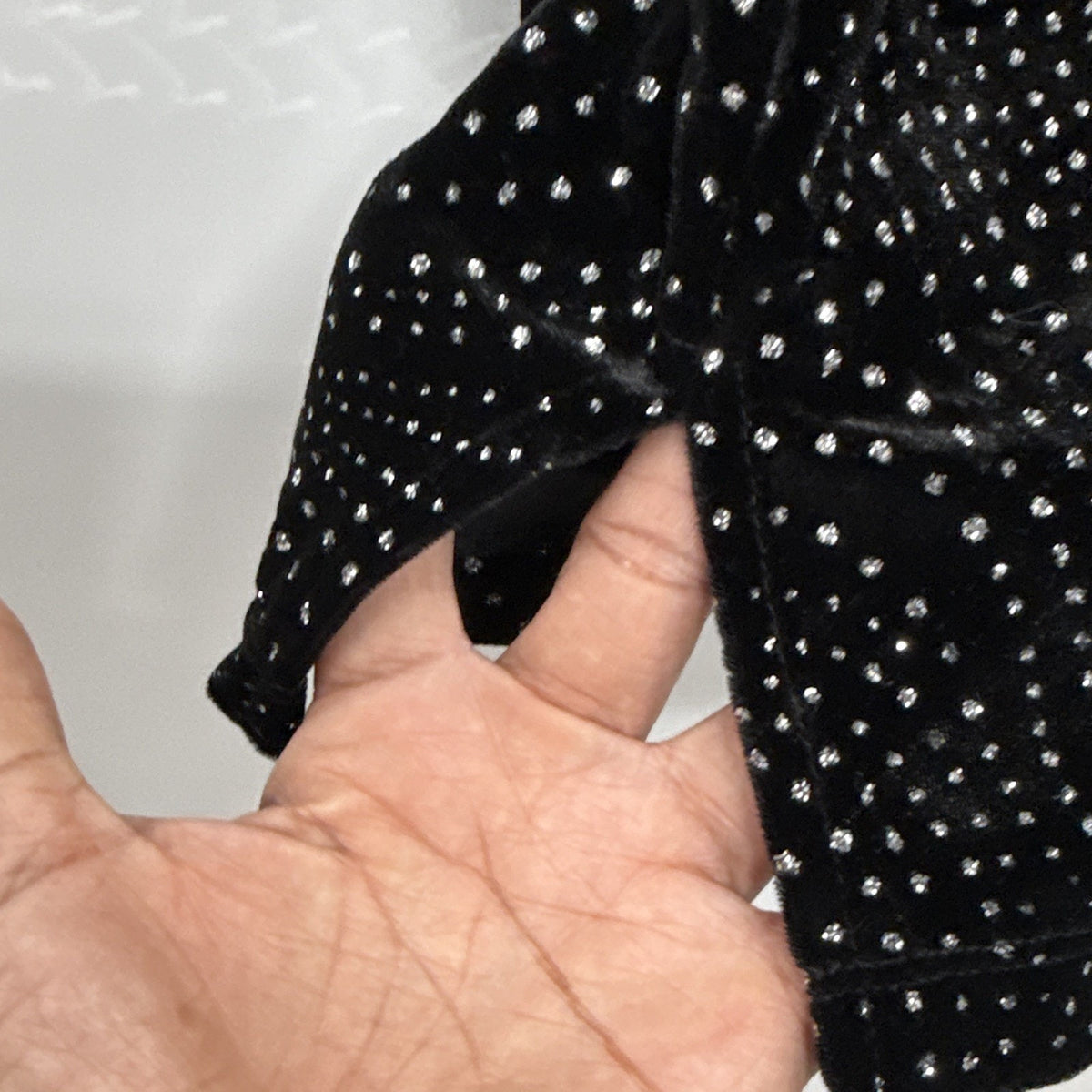 Notations Women’s XL Black Silver Glitter Velvet Top 3/4 Sleeve Stretch Party