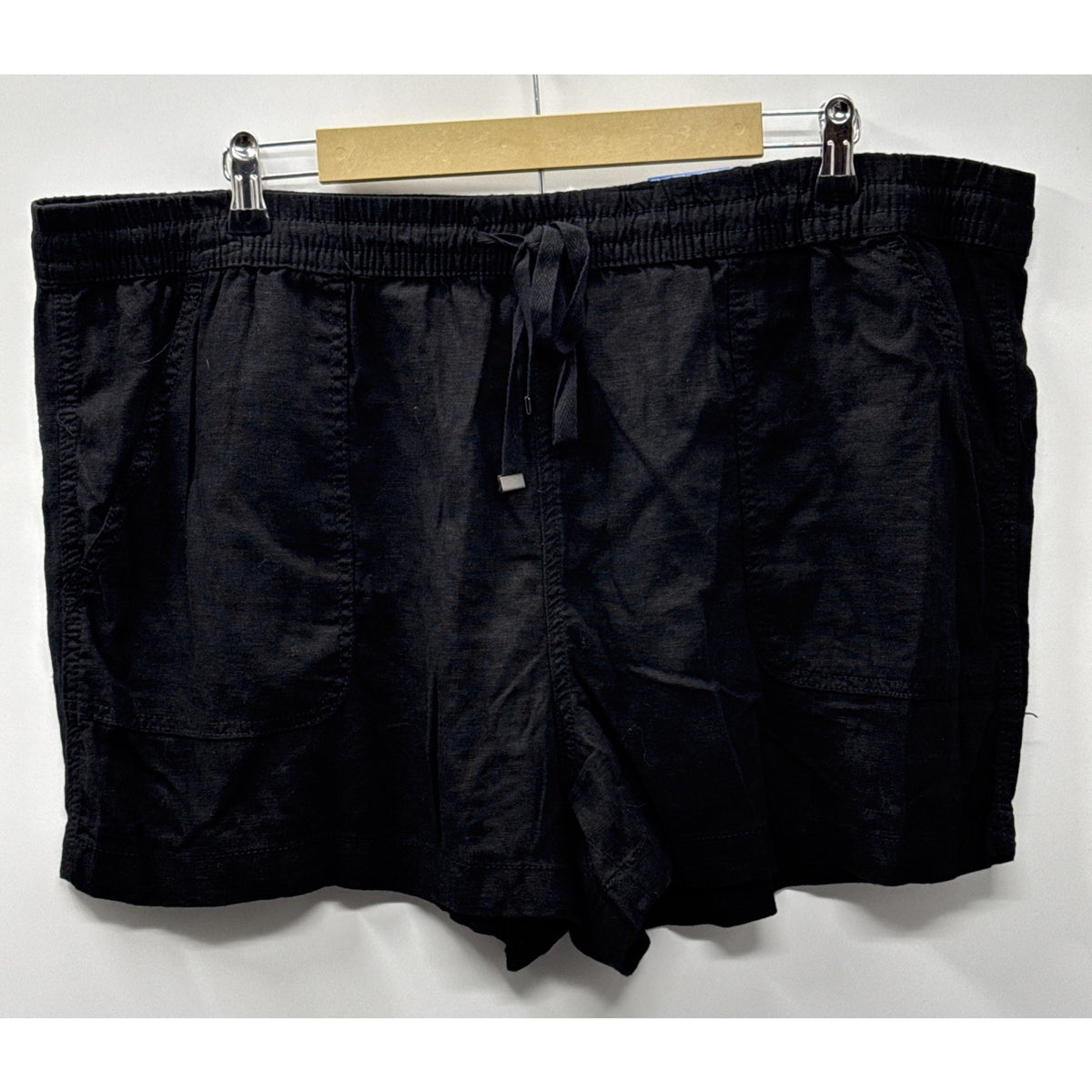 Time and Tru Black Linen Blend Pull On Shorts Women’s XXXL 22 Relaxed