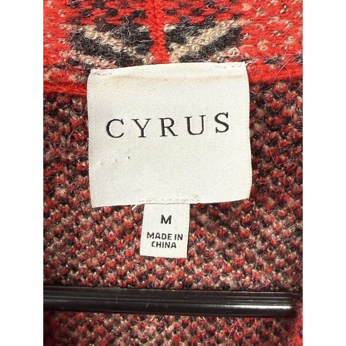 Cyrus Cardigan Sweater Snap Button Red Check Plaid Women Size Medium Academia
