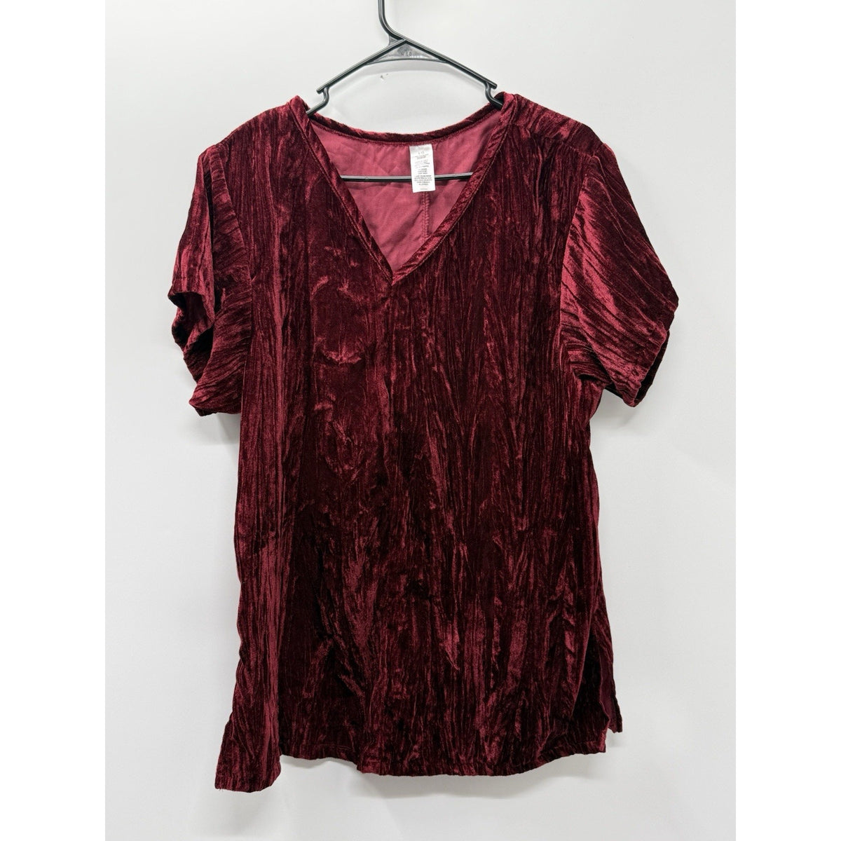 Women L XL Burgundy Crushed Velvet Tunic Top Whimsigoth Fairycore Boho Goth