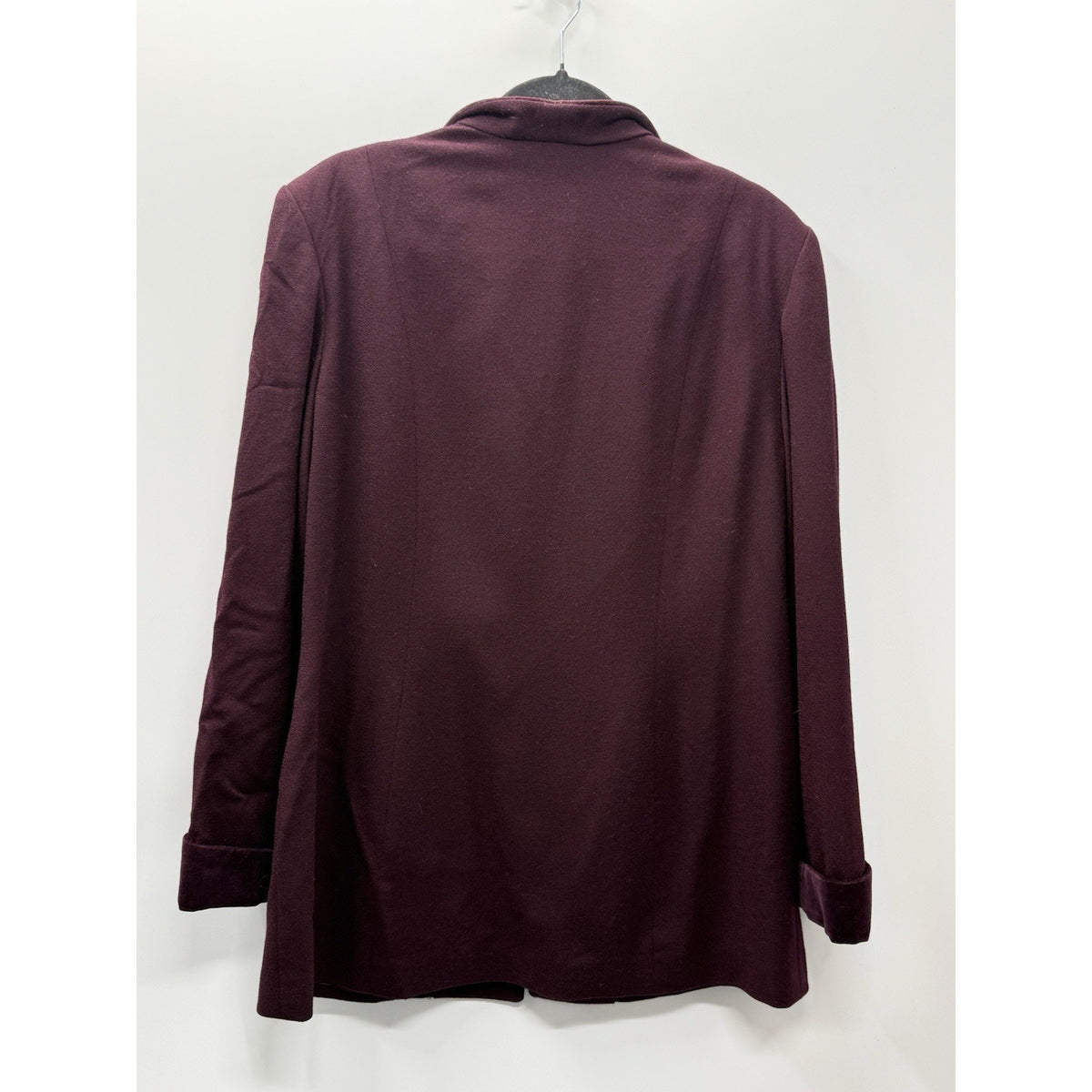 Casual Corner 100% Wool Blazer Jacket Size 16 Burgundy Velvet Trim Lined Career