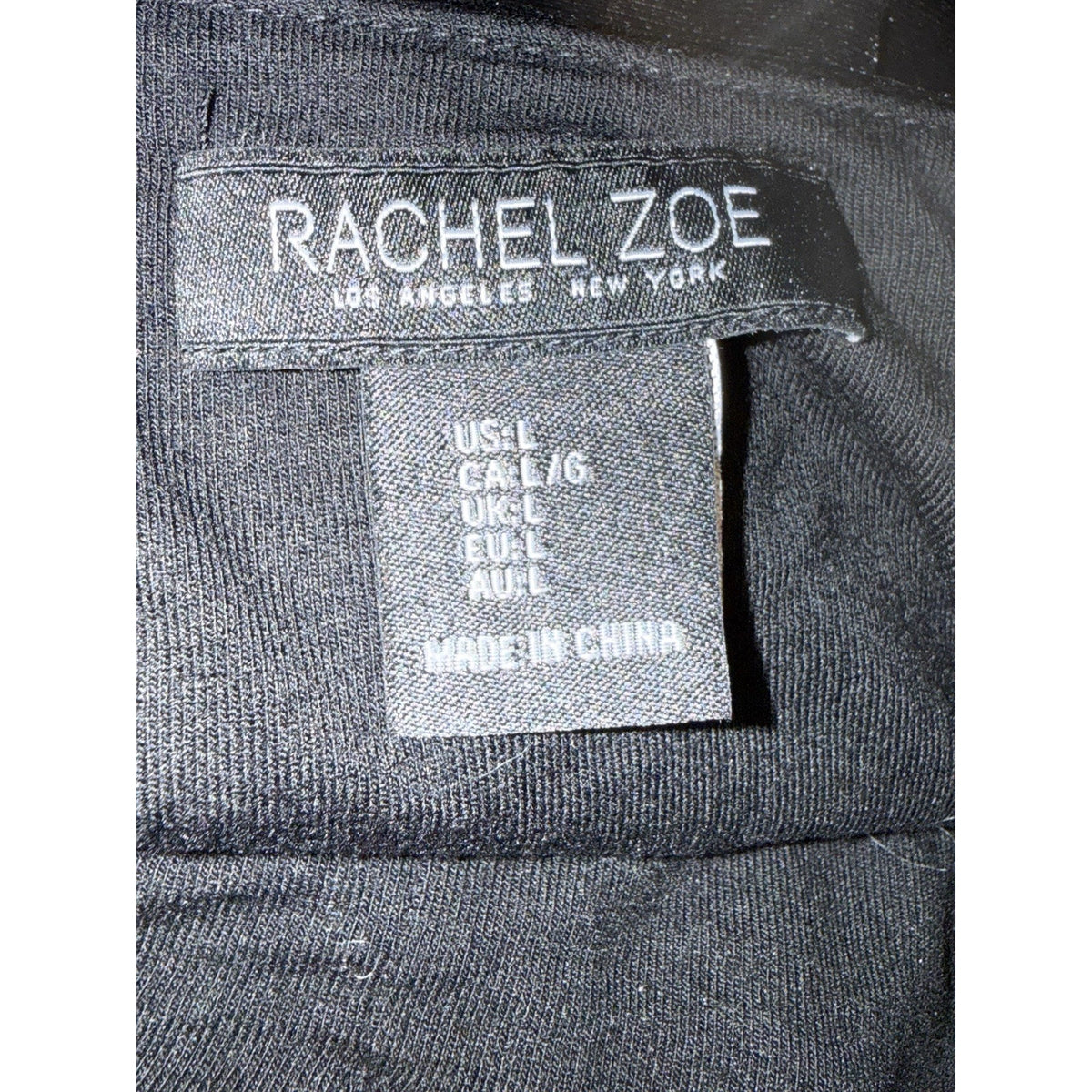 Rachel Zoe Black Velvet Rhinestone Bow Top Size L Long Sleeve Stretch