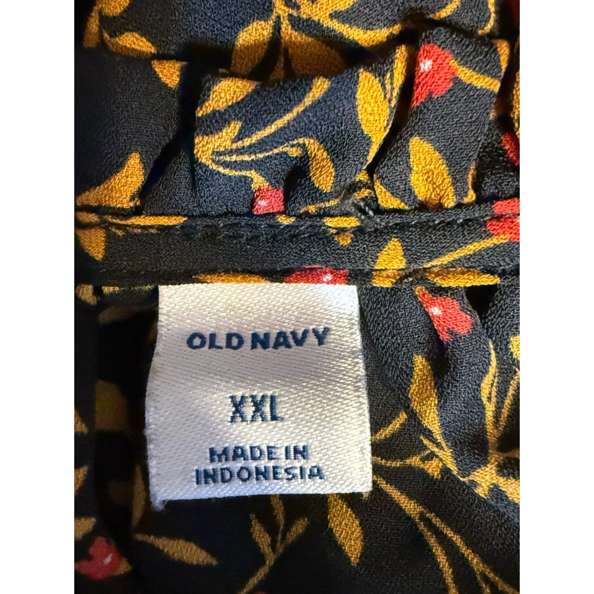 Old Navy Georgette Swing XL Black Floral Dress Midi Peasant Boho, Long Sleeve