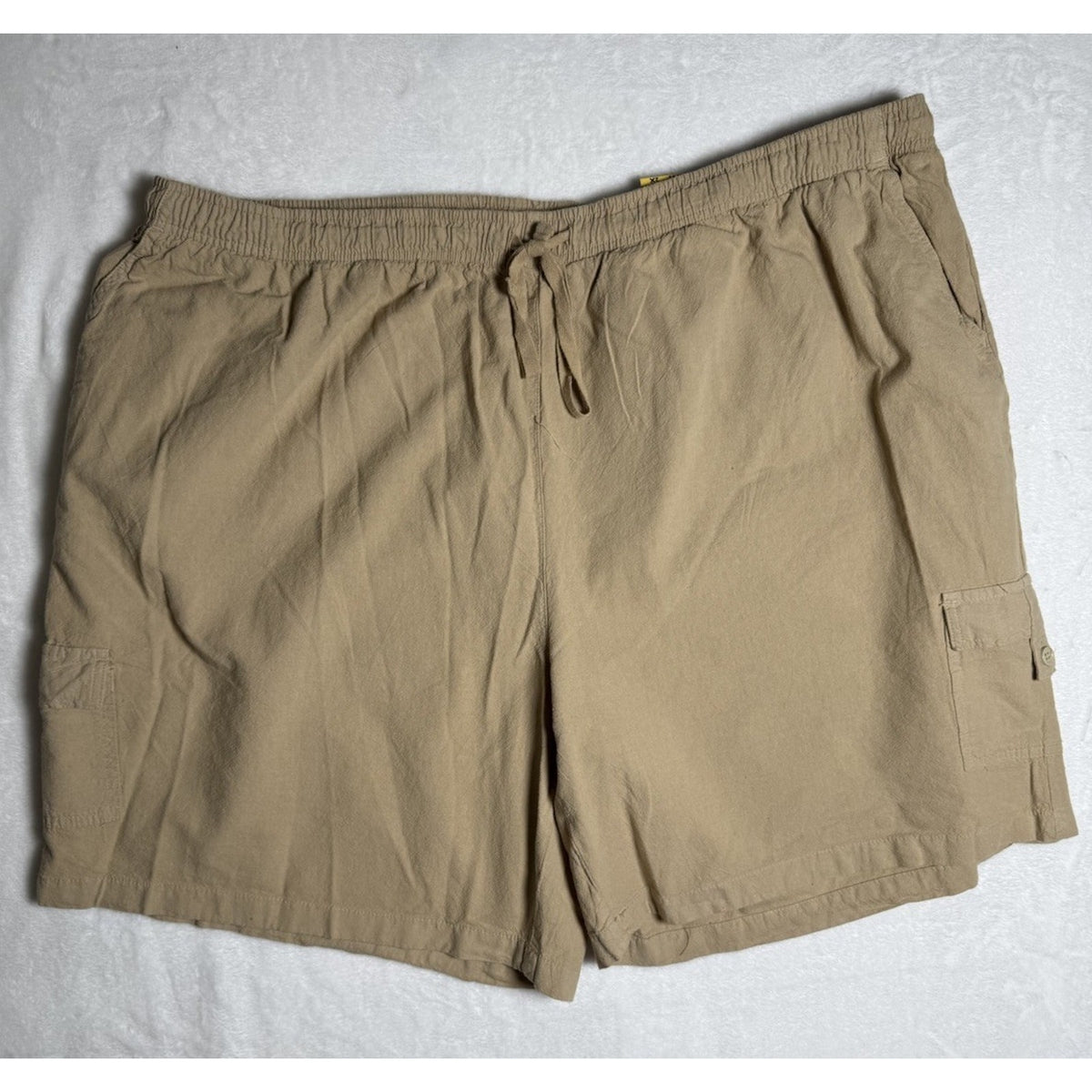 Basic Editions Womens 2X Khaki Cargo Shorts Elastic Waist Cotton Relaxed NWT