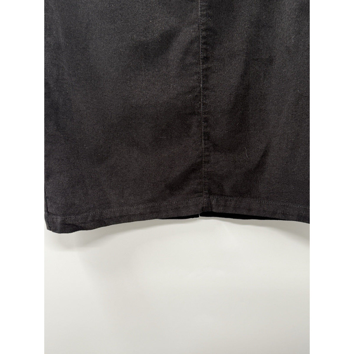 Time and Tru Black Corduroy Midi Skirt Size 10 Stretch Slit Minimalist