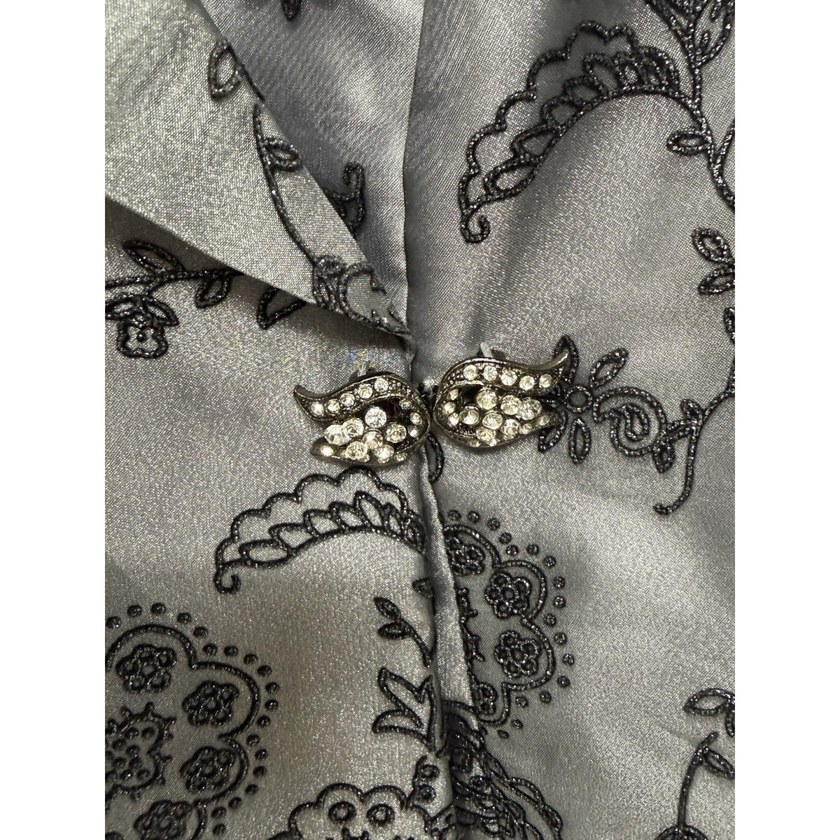 R&M Richards Womens 26W Gray Floral Embroidered Jacket Formal Blazer