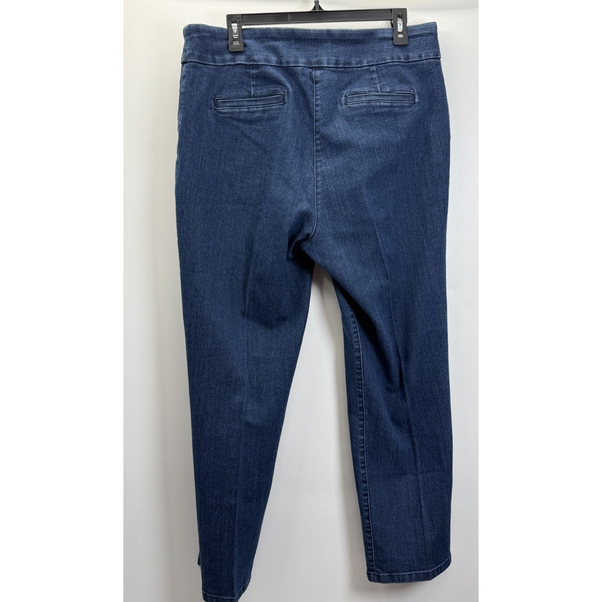 Kim Rogers Womens 16 Short Pull On Denim Jeans Dark Wash Slim Straight Stretch