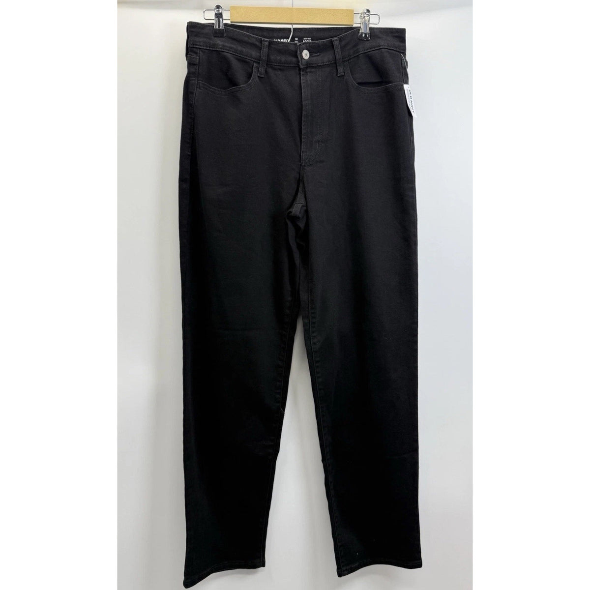 Old Navy High-Rise Loose Jeans Women’s Size 12 Tall Black, Pockets Casual NWT