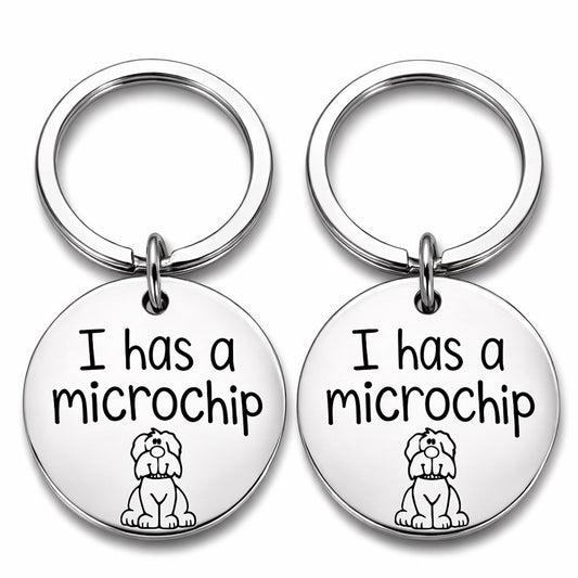 2 Pack Dog Microchip ID Tags Stainless Steel “I Has a Microchip”