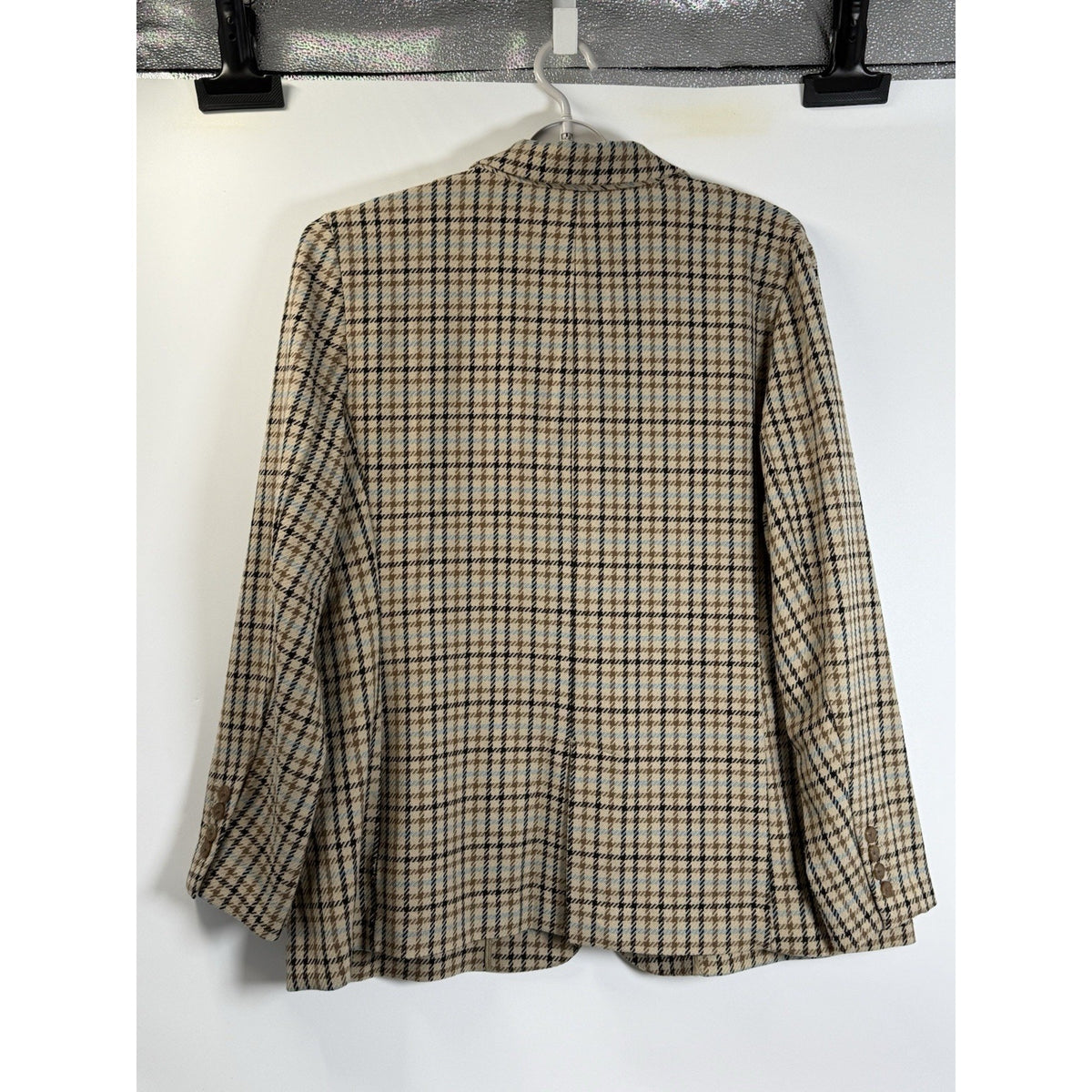 a.n.a Plaid Blazer Jacket XL Brown Blue Stretch Classic Preppy Academia