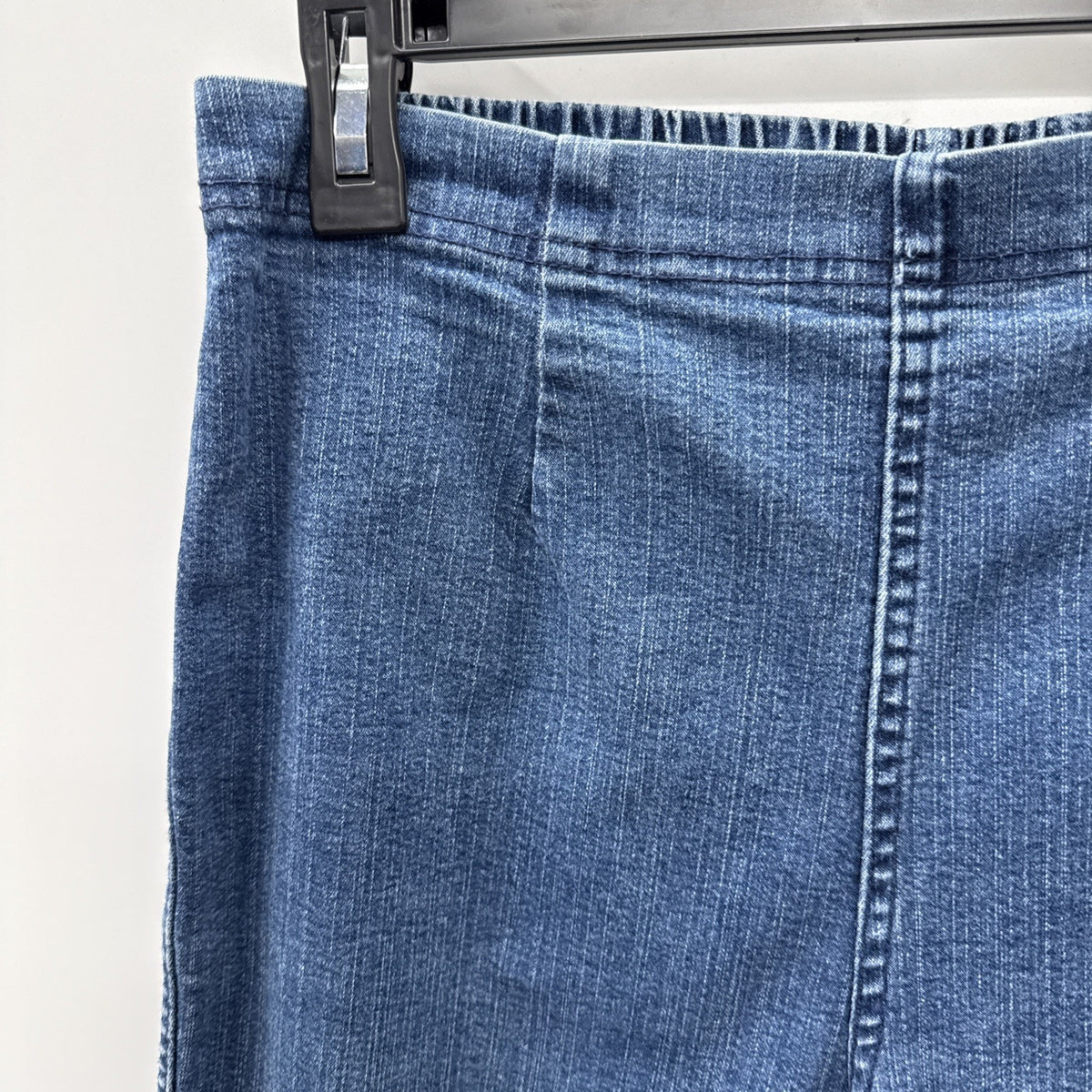 White Stag Pull On Denim Jeans Straight Leg Elastic Waist Womens Large Average