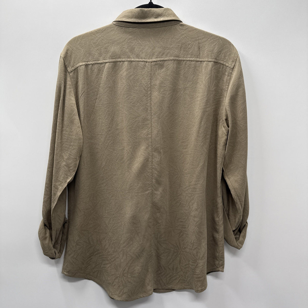 Chico's Design Women's Shirts long Sleeves 100% Silk Green Size 1 (Medium)