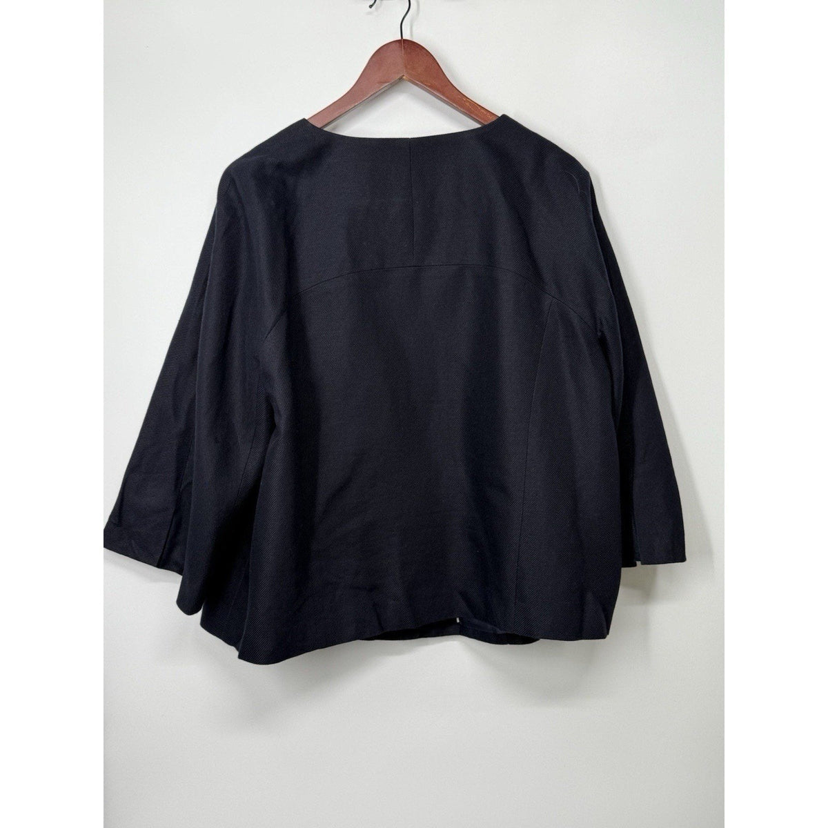 Talbots Woman 18W Navy Linen Cotton Jacket 3/4 Sleeve Made in Thailand Lined