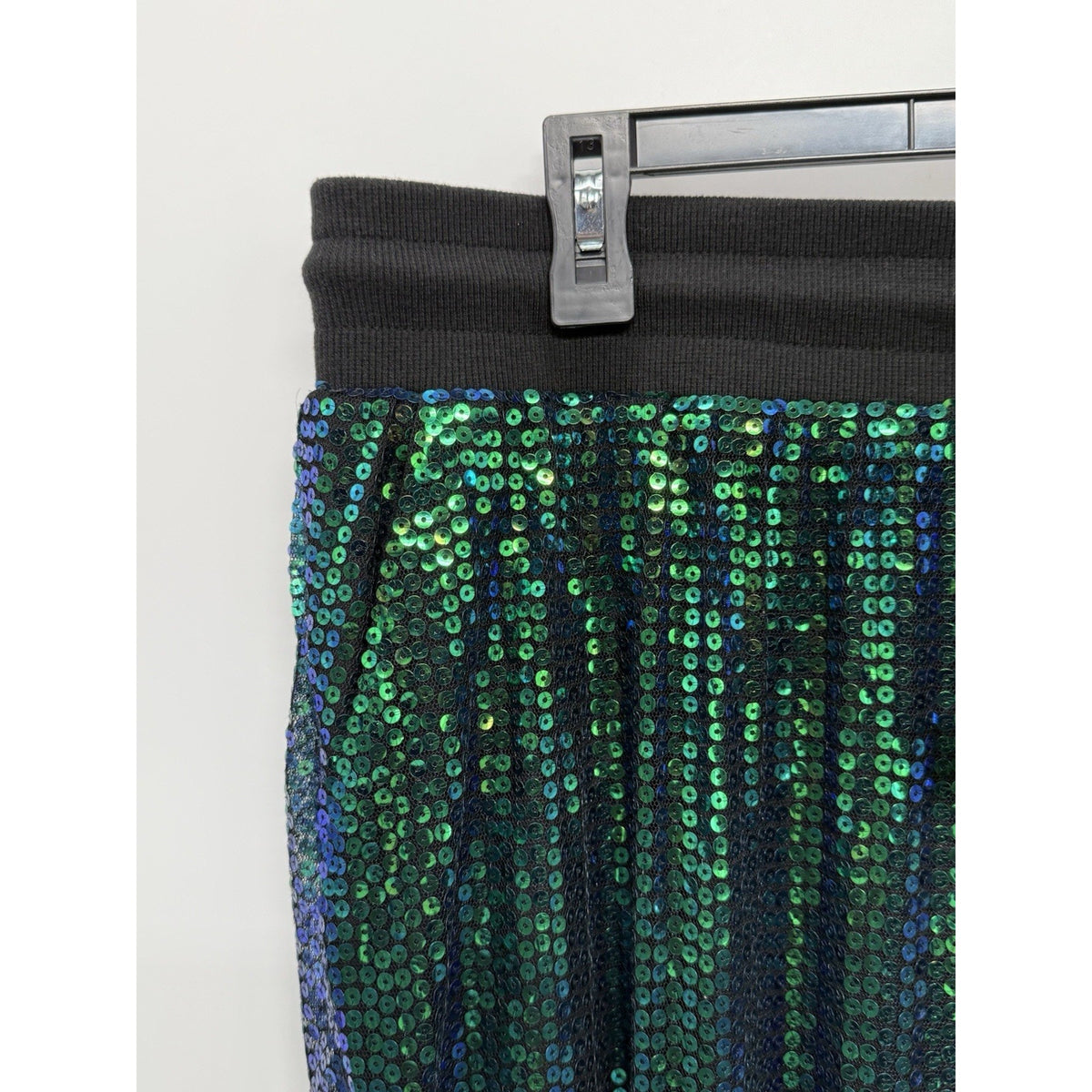 Ashley Stewart Sequin Jogger Pants Womens 18/20 Plus NWT Green Blue Sparkle
