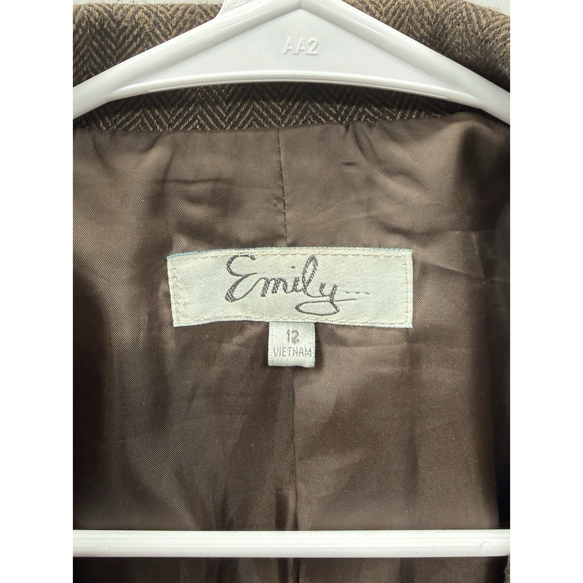 Emily Brown Herringbone Blazer Jacket Womens 12 Dark Academia