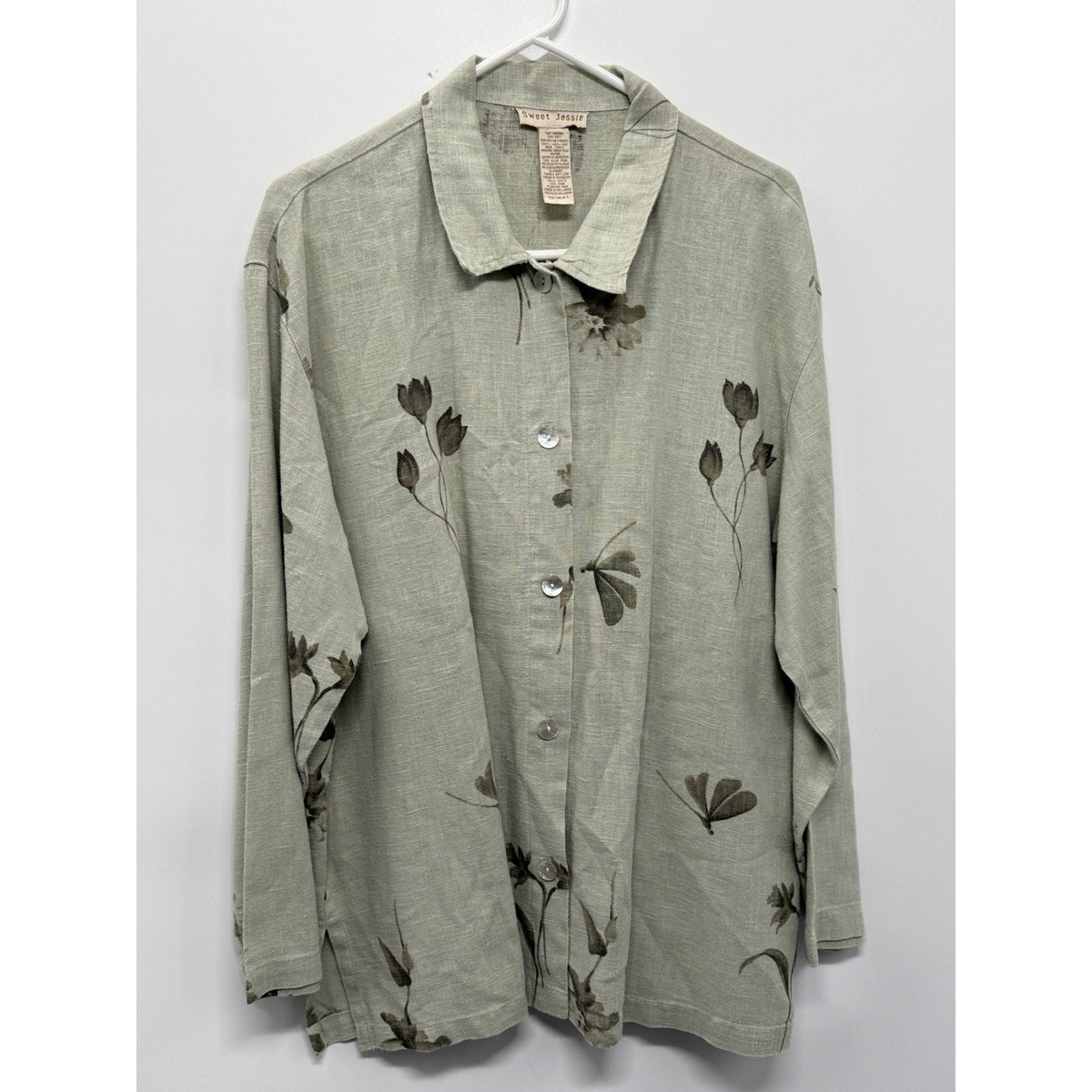 Sweet Jessie 100% Linen 2 Piece Set L Floral Skirt Jacket Boho lagenlook