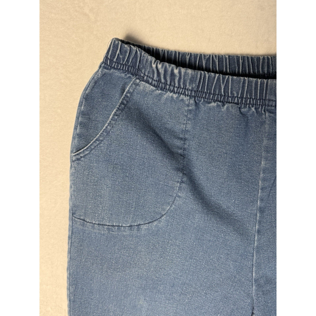 Blair Womens 14 Denim Bermuda Shorts Pull On Stretch Elastic Waist Blue Pockets