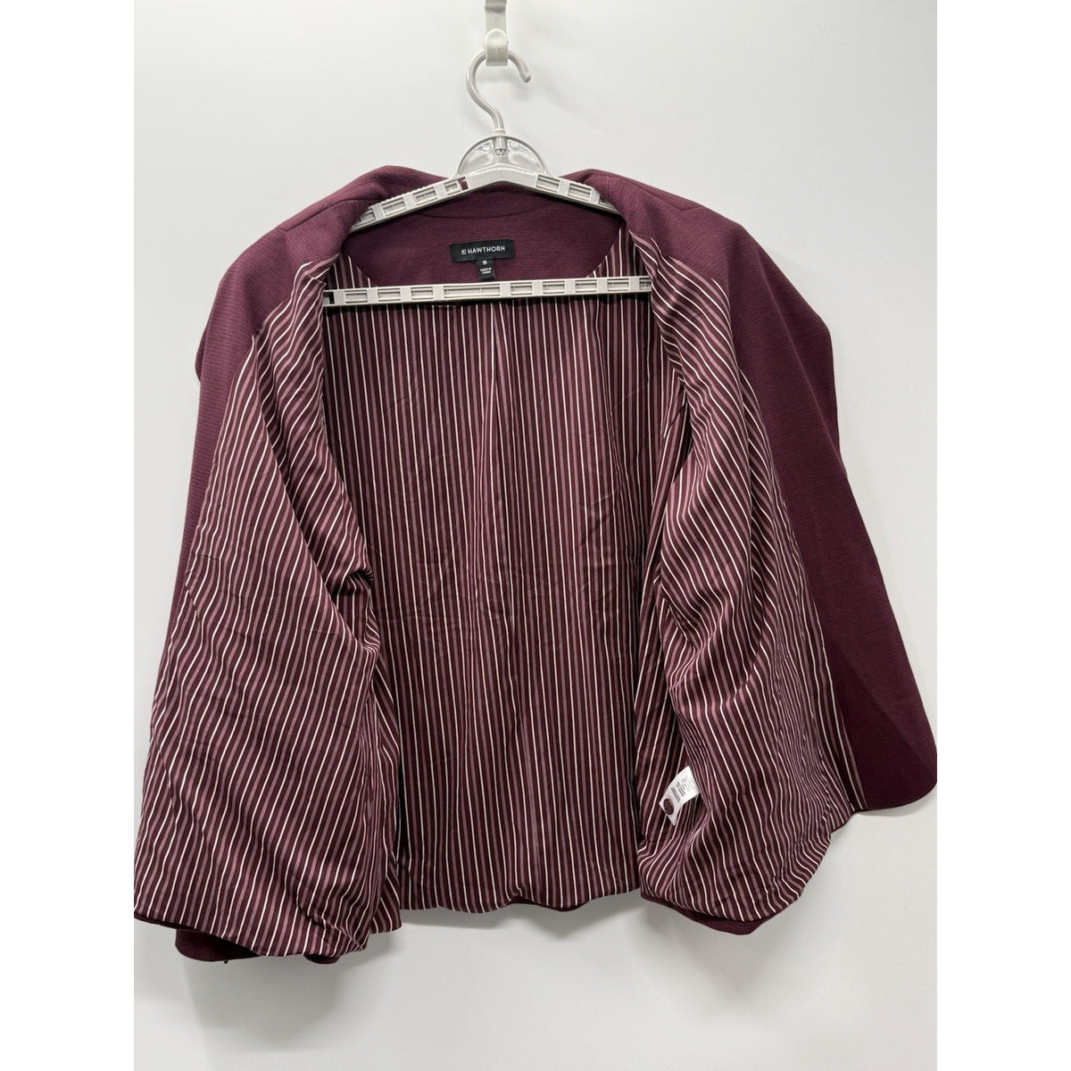 41 Hawthorn 3X Burgundy Knit Blazer Jacket Open Front Stretch Career Office Plus