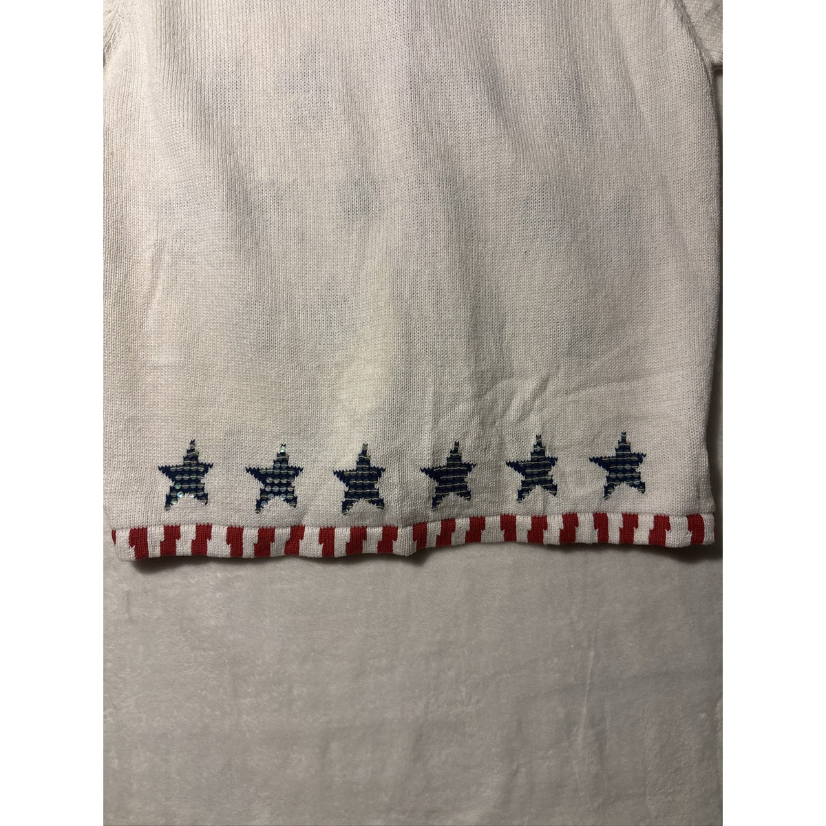 Quacker Factory Womens Patriotic Cardigan Sweater Stars Stripes USA Sz XL