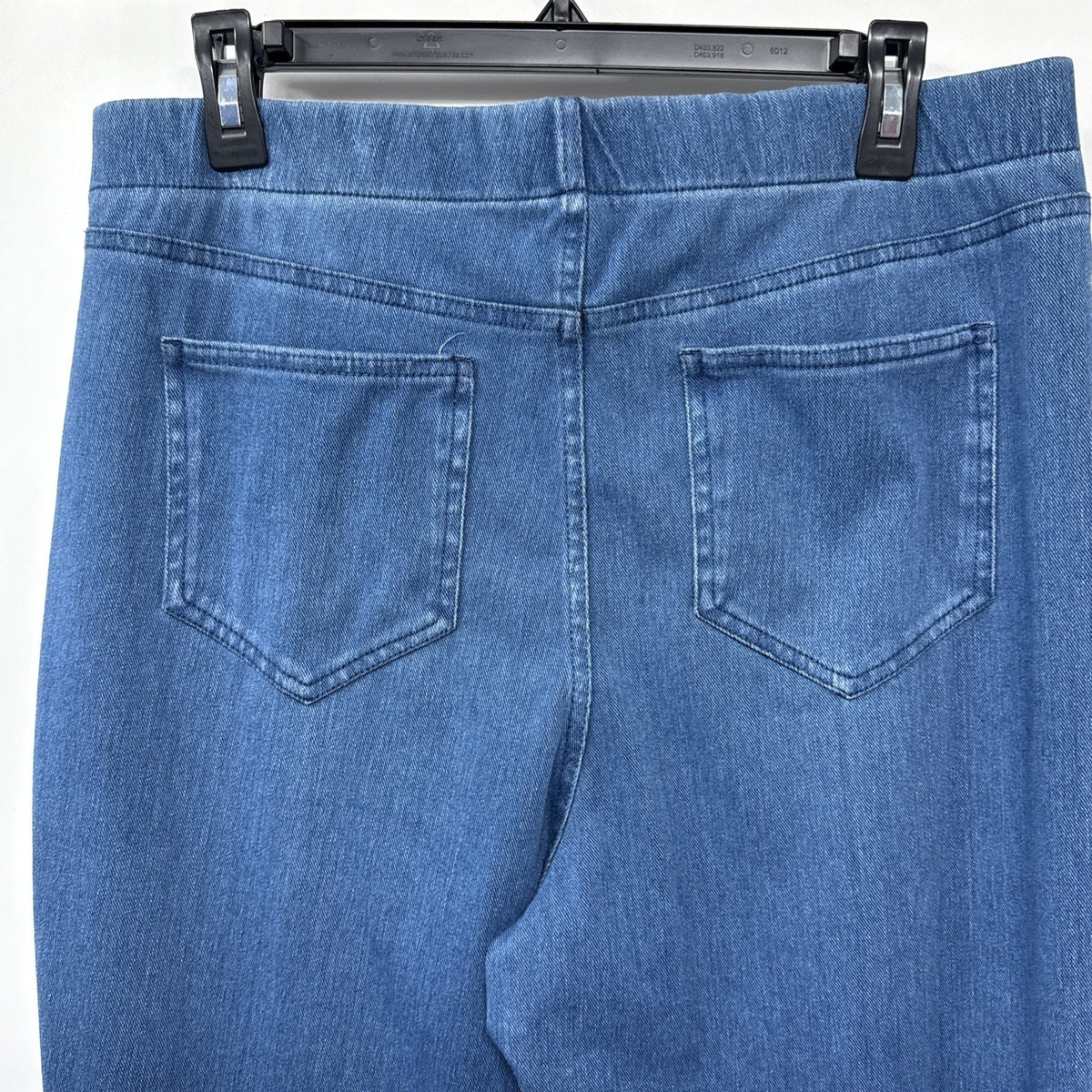 Lands End Cotton Pull On Pants Medium Blue High Rise Straight Leg Denim Look