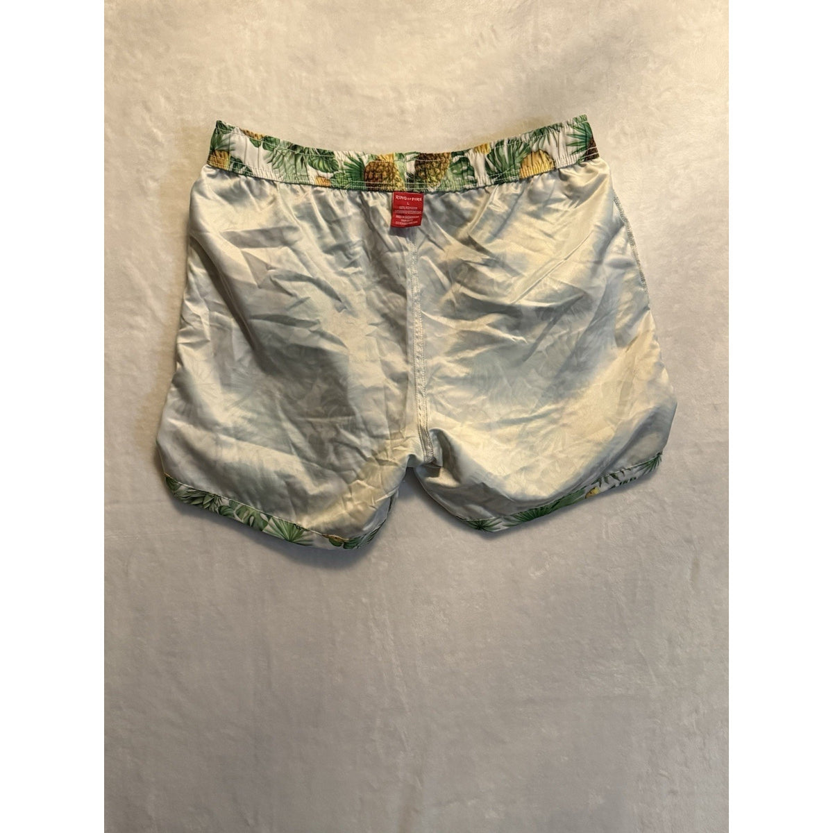 Ring of Fire Men's Pineapple Print Swim Trunks Sz L Drawstring