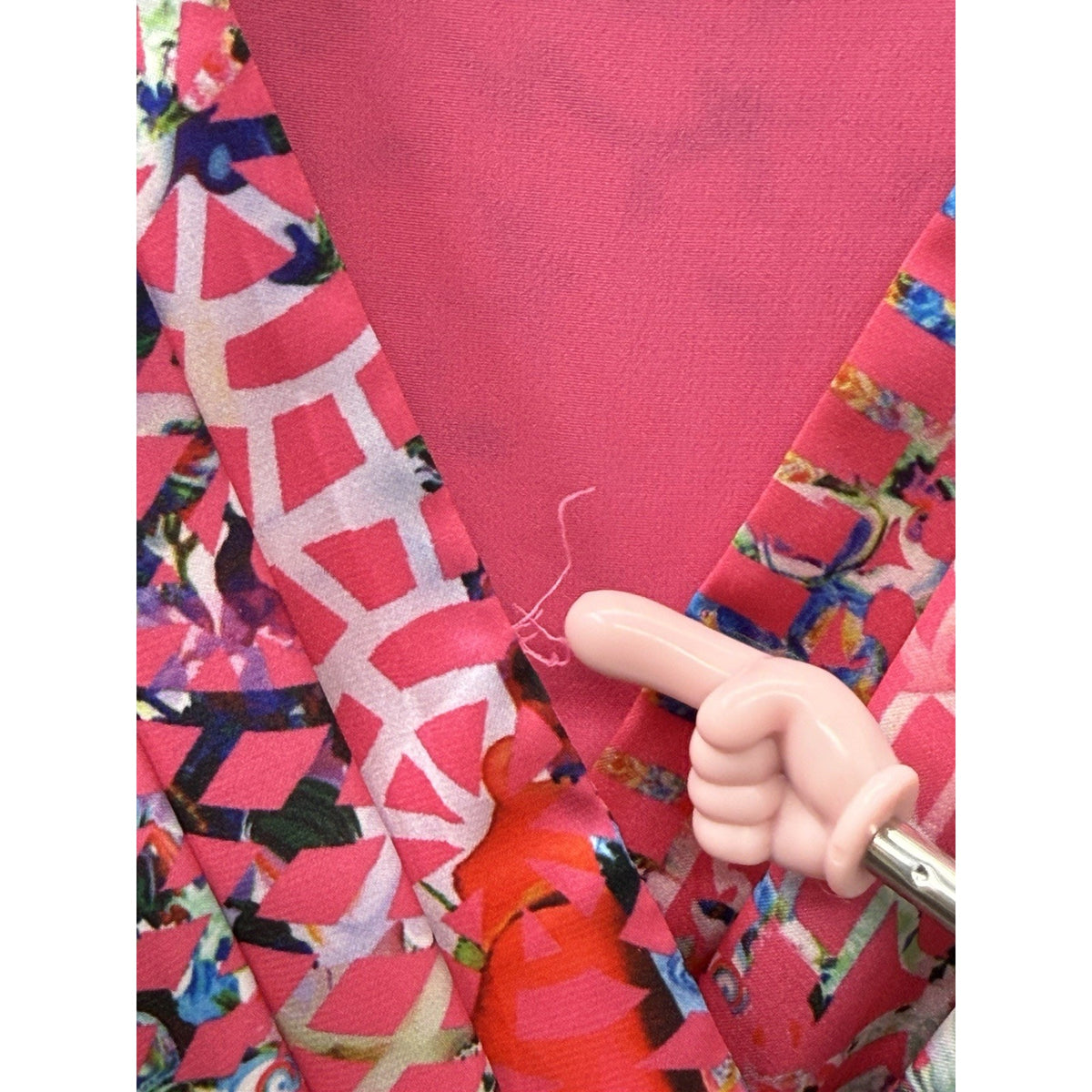 Cynthia Rowley Pink Multicolor Print High Low Dress Womens Size 8 V Neck