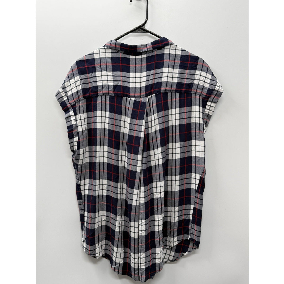 Jachs Girlfriend Women’s X-Large Navy Sleeveless Plaid Blouse