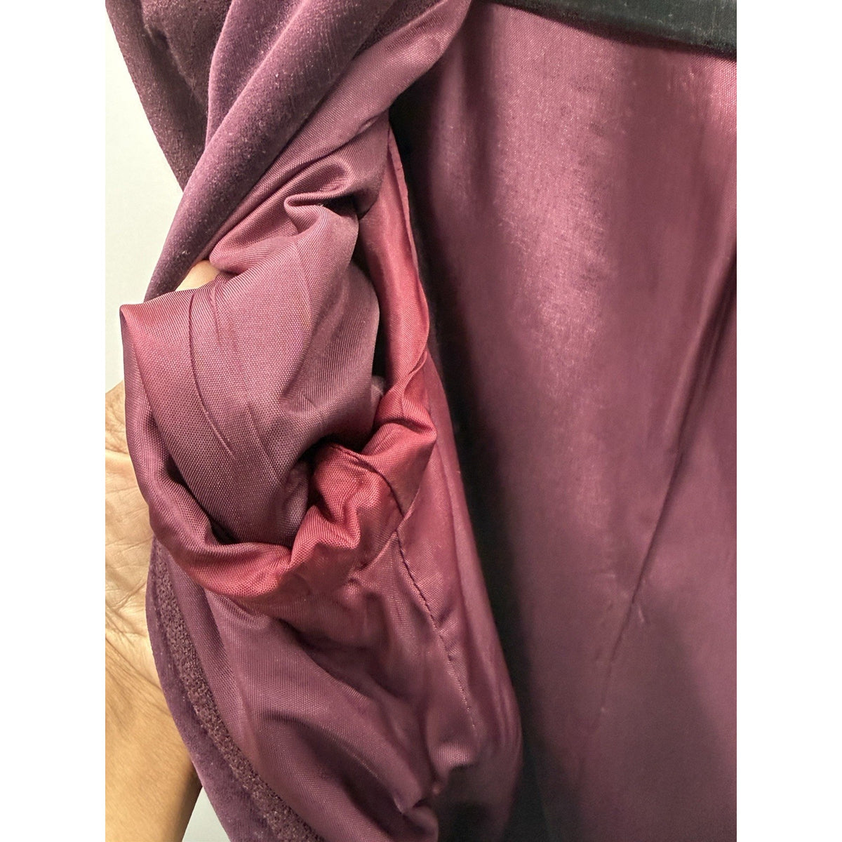 Casual Corner 100% Wool Blazer Jacket Size 16 Burgundy Velvet Trim Lined Career