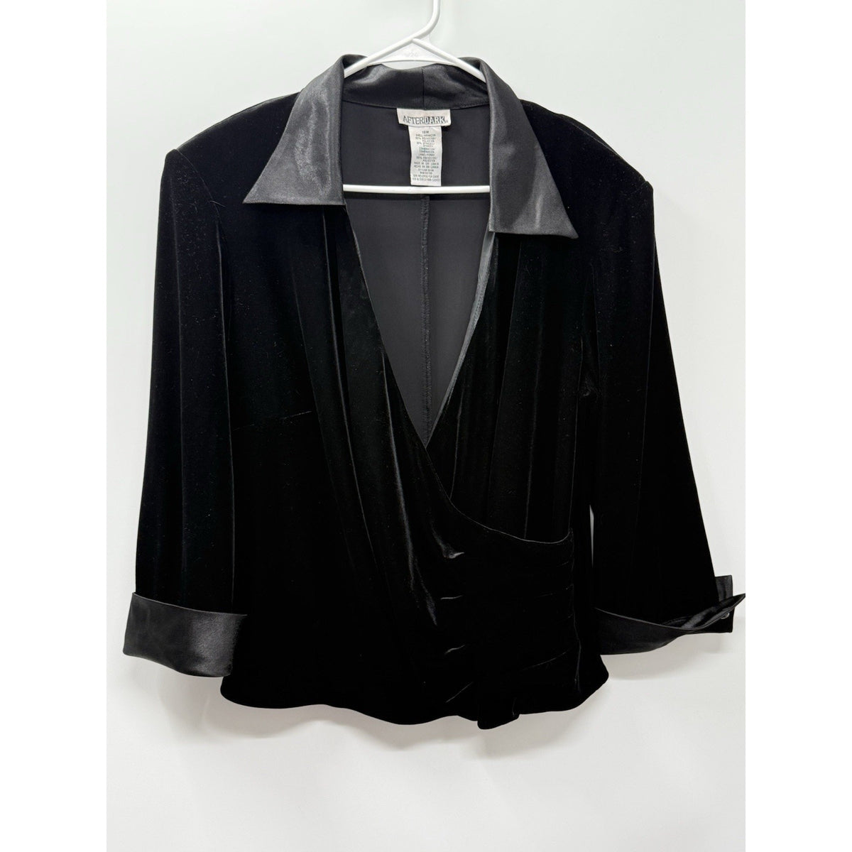 After Dark 18W Black Velvet Top Y2K Romantic Goth Draped Evening Holiday