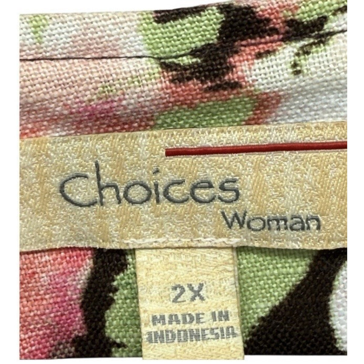 Choices Woman 2X Floral Linen Blazer – Pink Green White – Lightweight 100% Linen