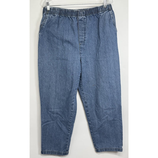 Cabin Creek Womens 14S Elastic Waist Denim Pull On Jeans Blue Cotton