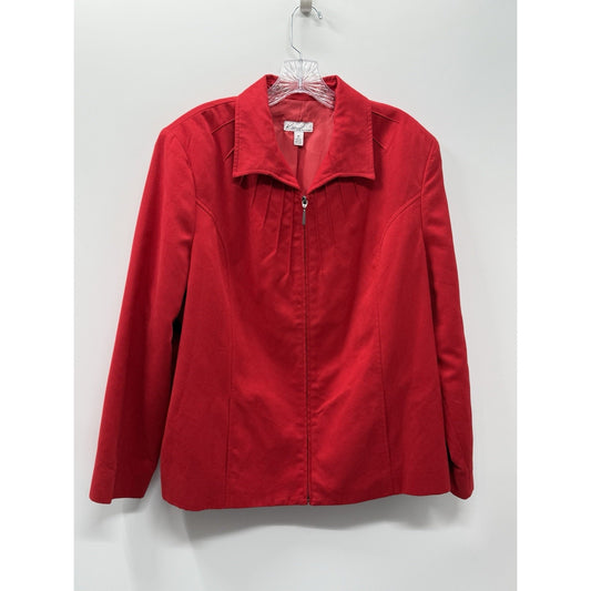 Kim Rogers Red Faux Suede Look Zip Front Jacket Womens 18 Career Classic