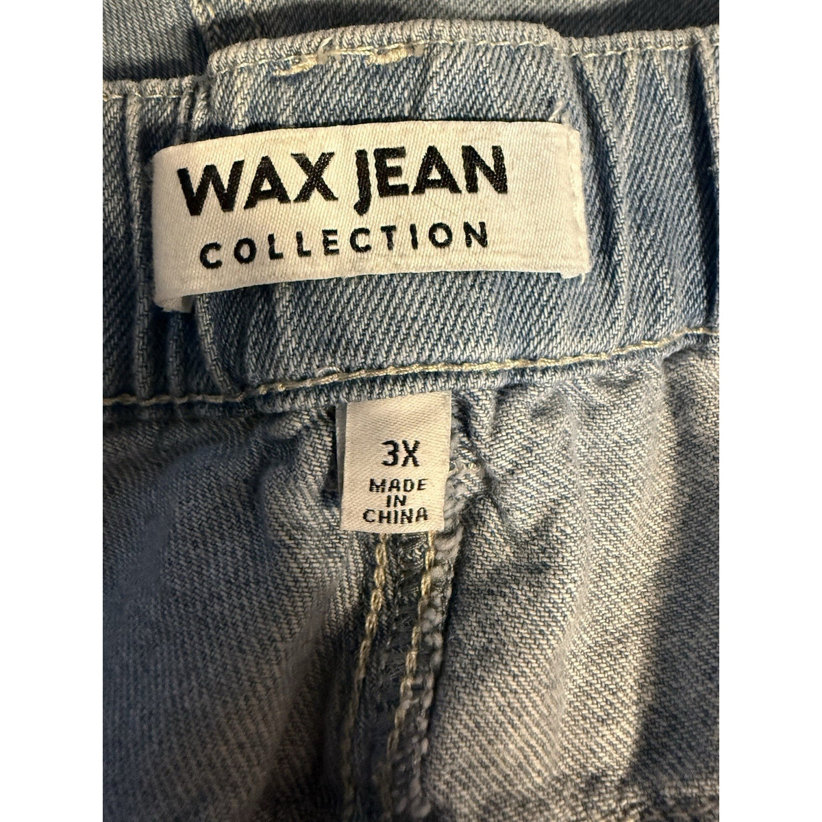 Wax Jean 3X Denim Shorts Light Wash Elastic Back Waist Cotton Casual